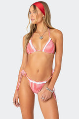 Zora Striped Triangle Bikini Top