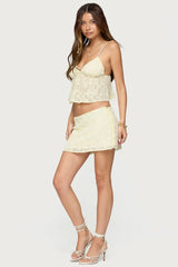 Leora Textured Floral Mini Skirt