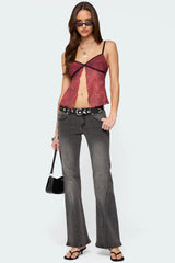 Printed Mesh Split Front Top
