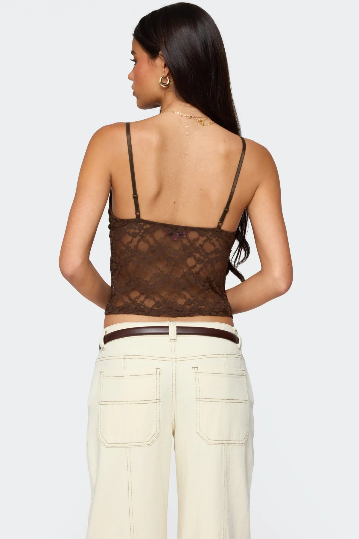 Sheer Lace Cut Out Tank Top