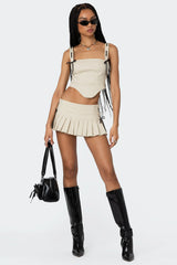 Margaret Pleated Ribbon Mini Skort