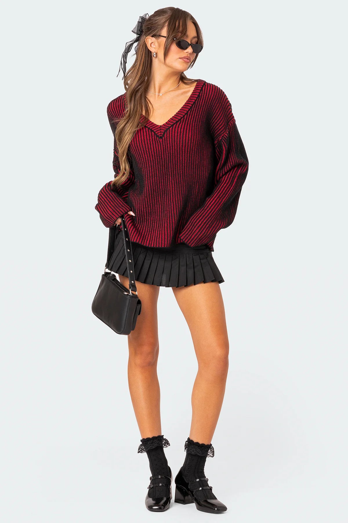 Contrast Texture Oversized Sweater