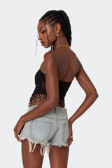 India Sheer Lace Strapless Top
