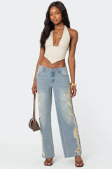 Distressed Sides Washed Jeans