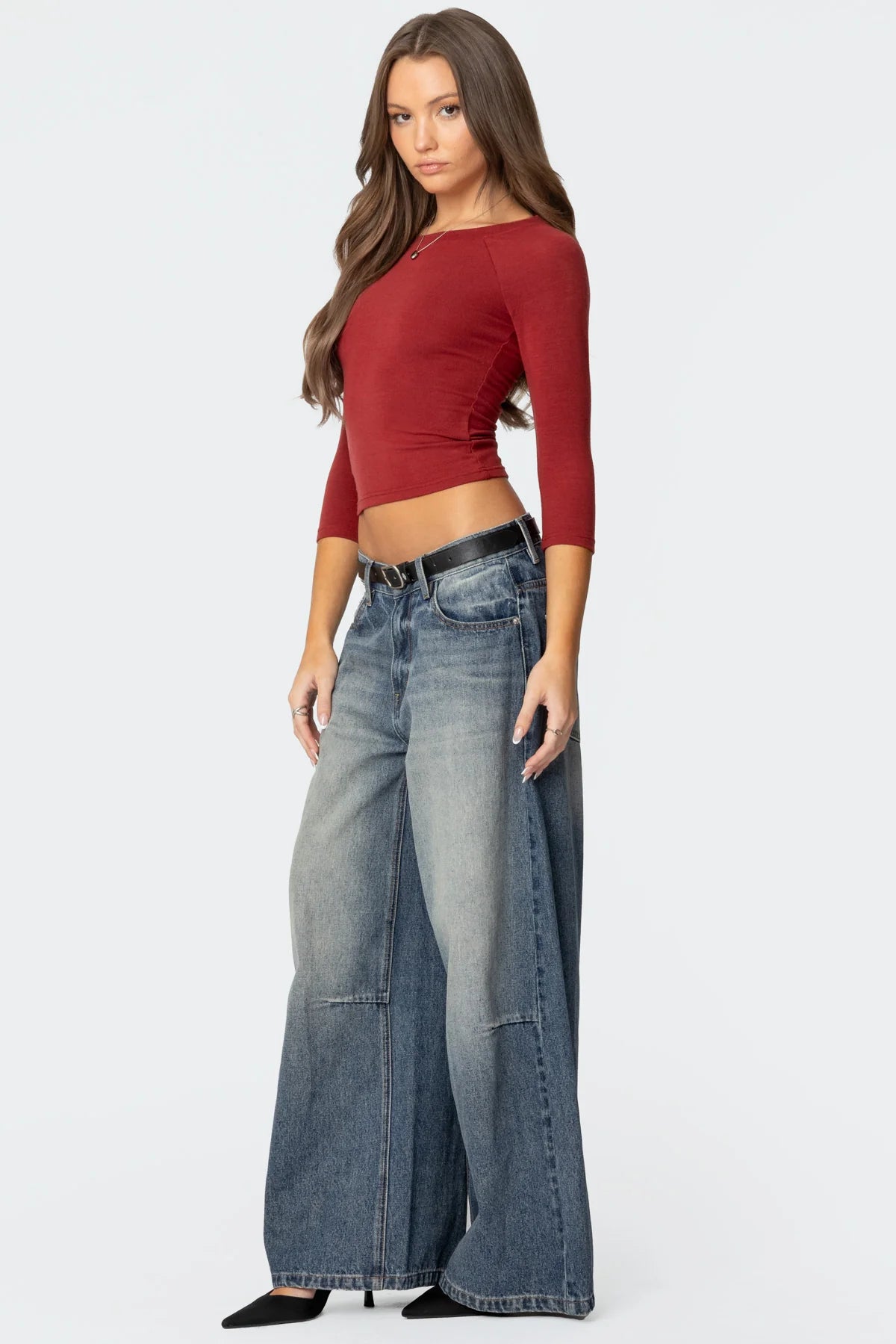 Mary Quarter Sleeve Wide Neck Top