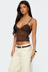 Sheer Lace Cut Out Tank Top