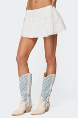 Dora Eyelet Flared Mini Skirt