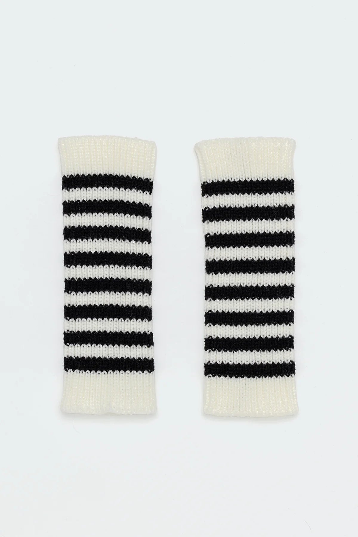 Striped Knitted Fingerless Gloves