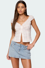 Dolsy Plaid Button Up Top