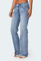 Boot Cut Washed Low Rise Jeans