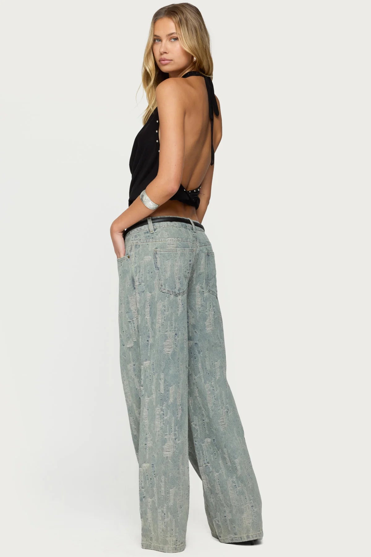 Irina Stud Cowl Neck Halter Top