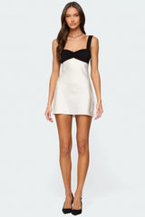 Contrast Satin Effect Mini Dress