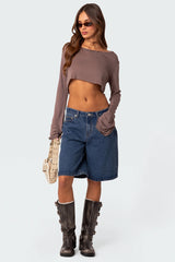 Sheer Raw Hem Crop Top