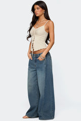 Landon Drawstring Split Front Top