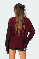 Contrast Texture Oversized Sweater