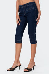 Contrast Stitch Capri Jeans