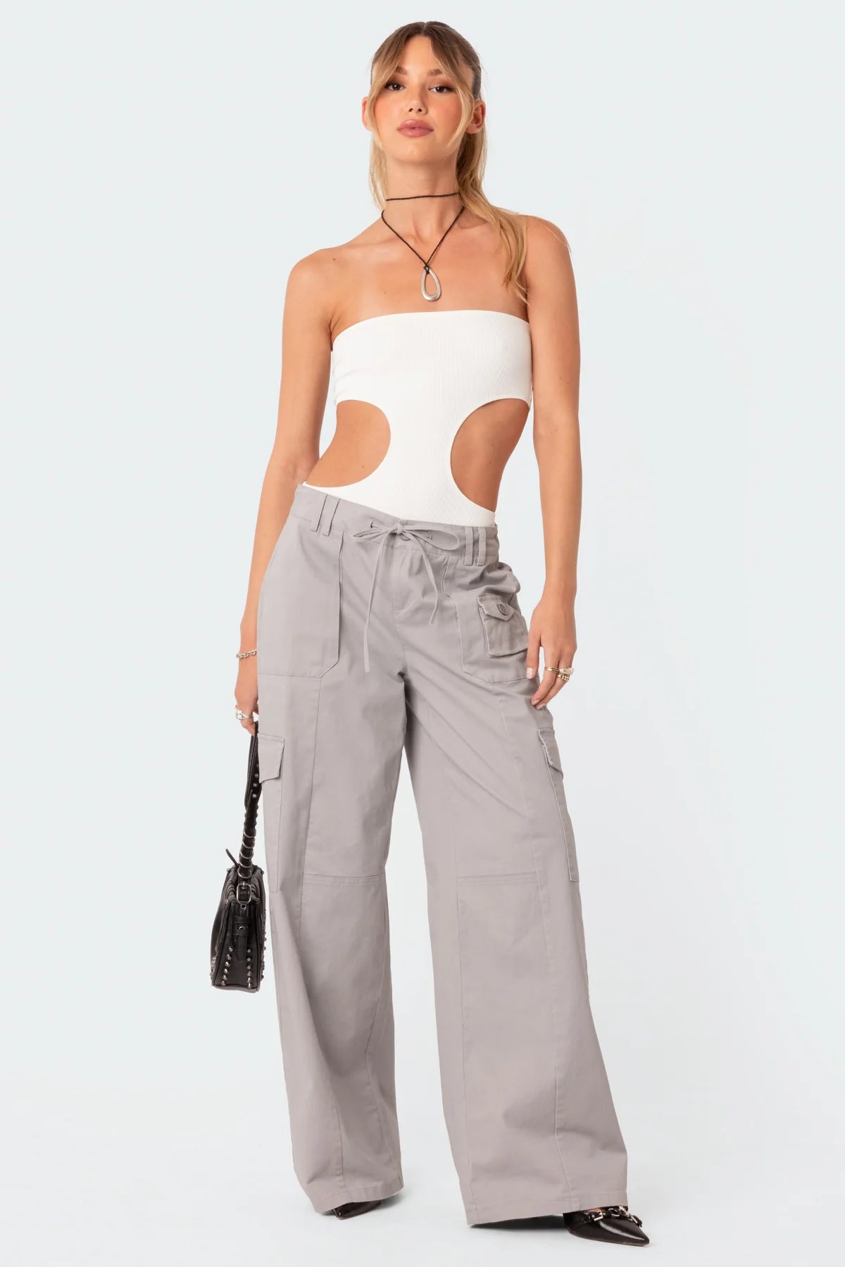 Vivie Ribbed Cut-Out Bodysuit