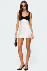 Contrast Satin Effect Mini Dress