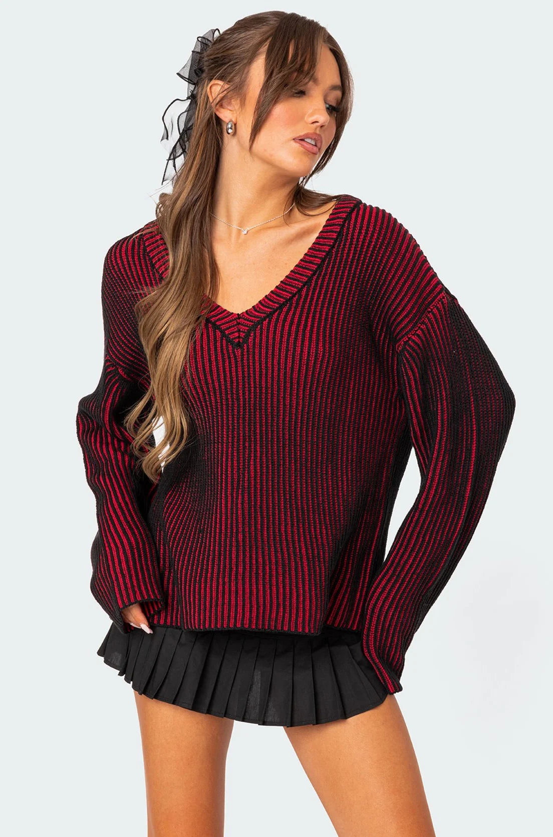 Contrast Texture Oversized Sweater