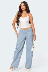 Icing Sequin Low Rise Cargo Jeans