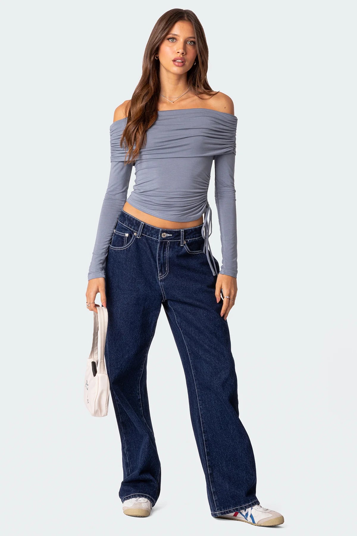 Gathered Fold Over Drawstring Top