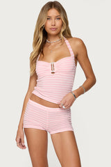 Lovina Textured Striped Halter Top