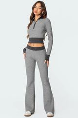 Lei Contrast Half Zip Knit Top