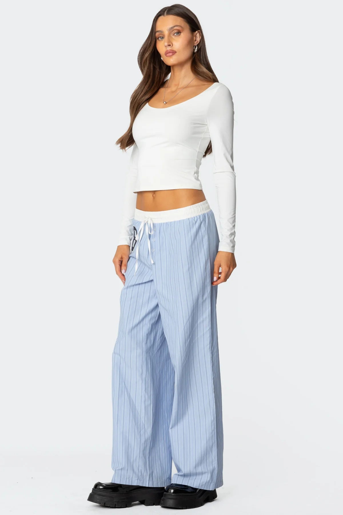 Erez Contrast Waist Striped Pants