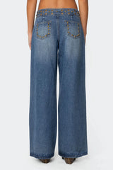 Stud & Grommet Low Rise Jeans