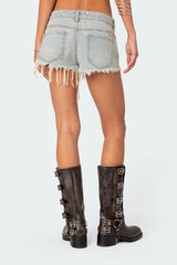 Frayed Vintage Washed Denim Shorts