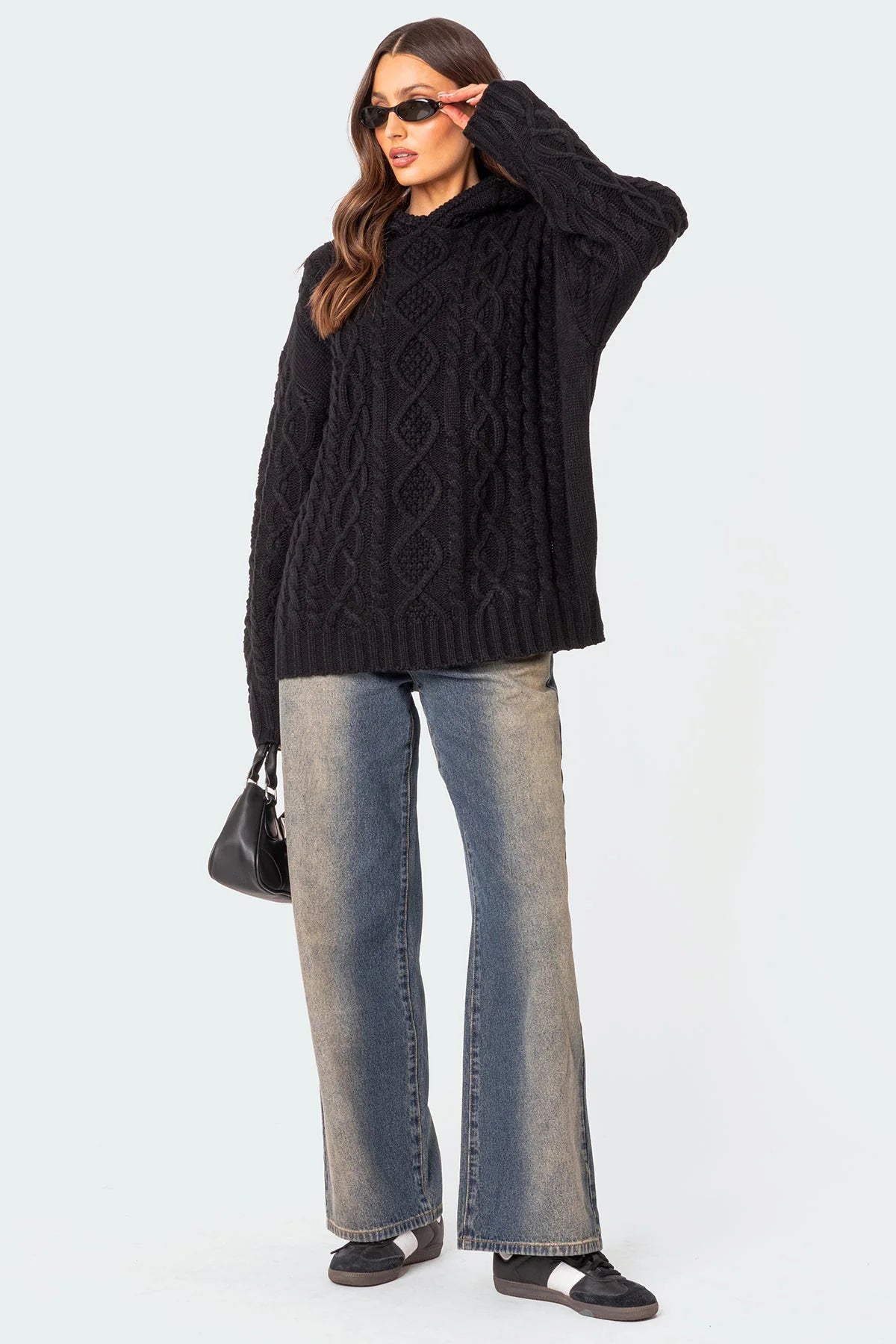 Oversized Cable Knit Hoodie