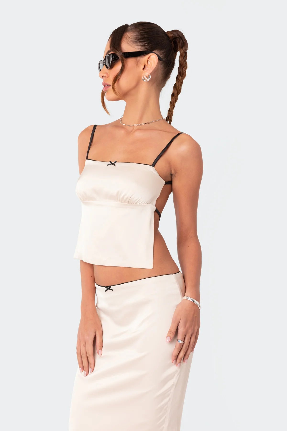 Satin Effect Open Back Top