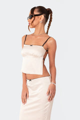 Satin Effect Open Back Top