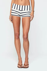 Lorenza Striped Fold Over Shorts