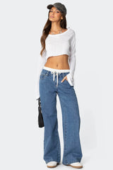 Drawstring Boxer Detail Jeans
