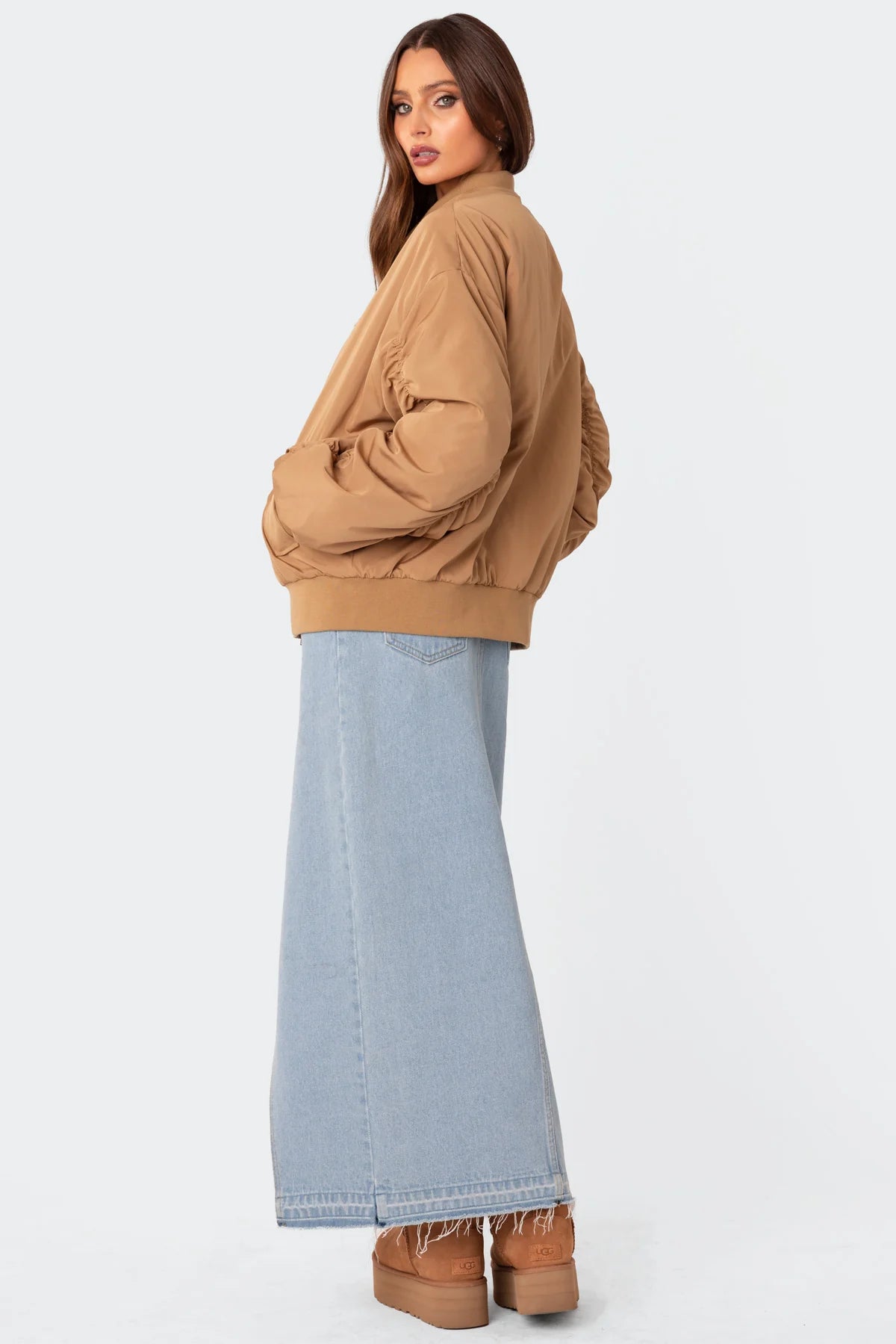 Cala Ruched Oversized Bomber Jacket