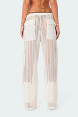 Ines Crochet Low Rise Cargo Pants