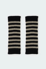 Striped Knit Fingerless Gloves