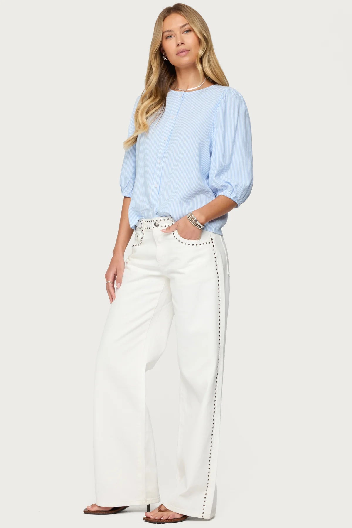 Quincy Studded Low Rise Jeans