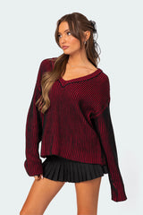 Contrast Texture Oversized Sweater