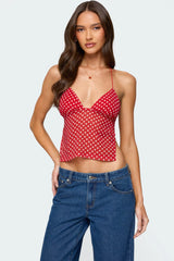 Polka Dot Backless Chiffon Top