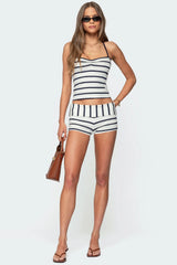 Lorenza Striped Fold Over Shorts