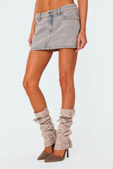 Vintage Washed Denim Mini Skirt
