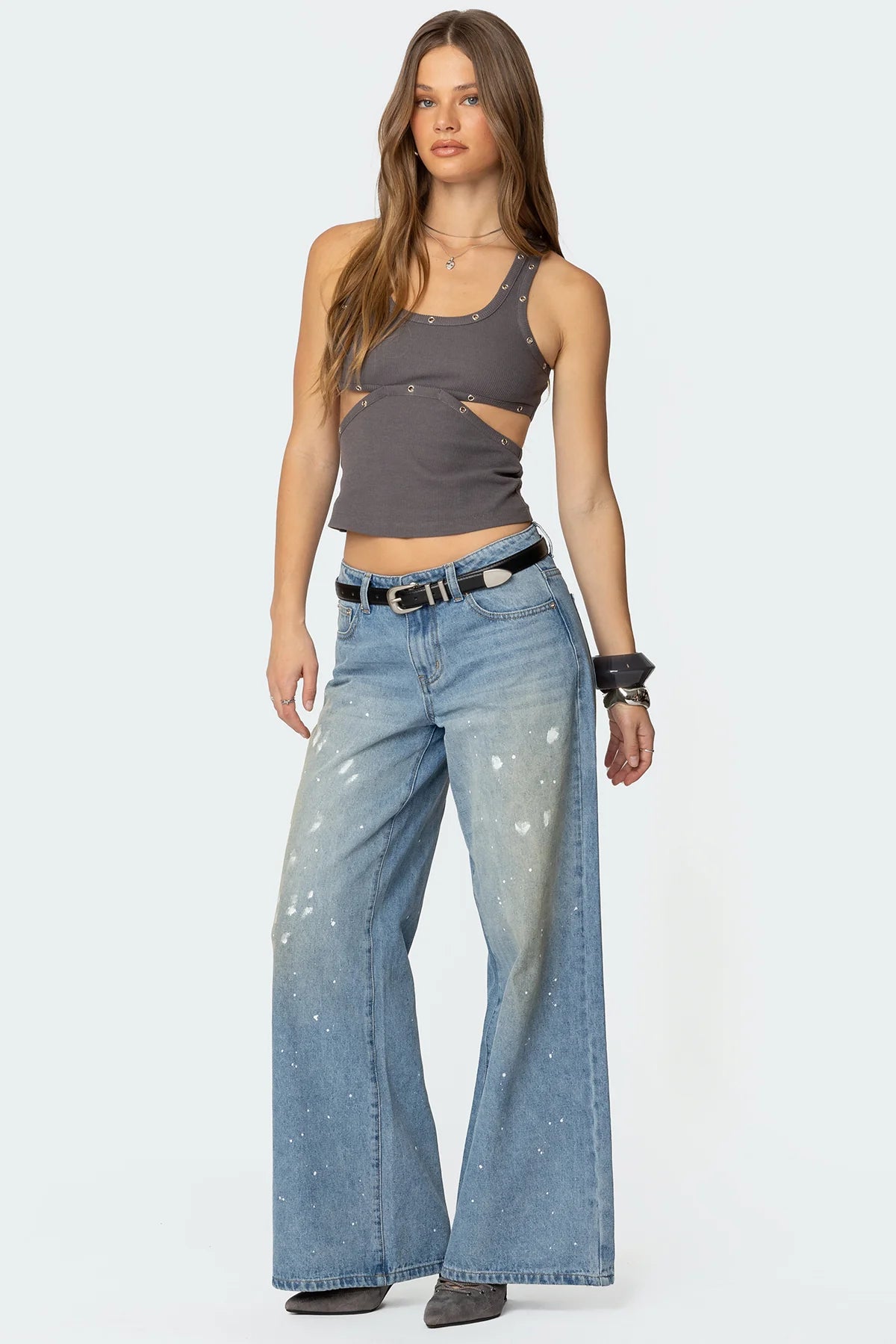 Paint Splatter Low Rise Jeans