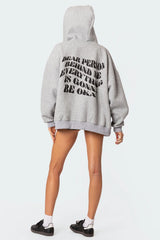 Everything'S Ok Zip Up Oversized Hoodie