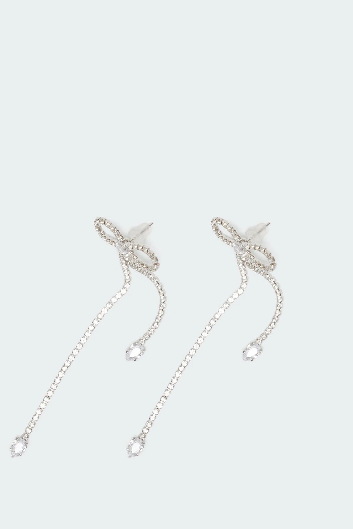 Rhinestone Dangling Bow Earrings