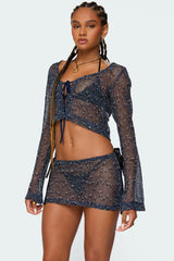 Idra Crochet Net Tie Front Top