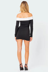 Yolanda Contrast Fold Over Mini Dress