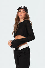 Sheer Raw Hem Crop Top