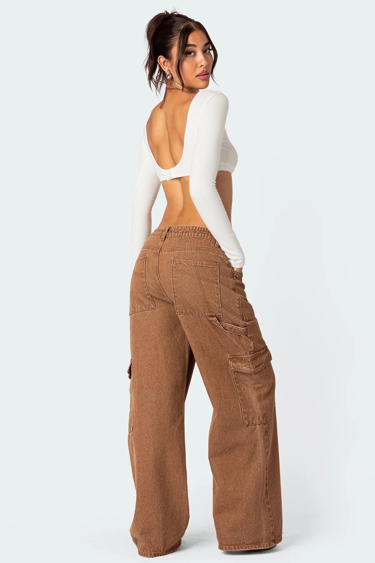 Sydney Ribbed Open Back Crop Top